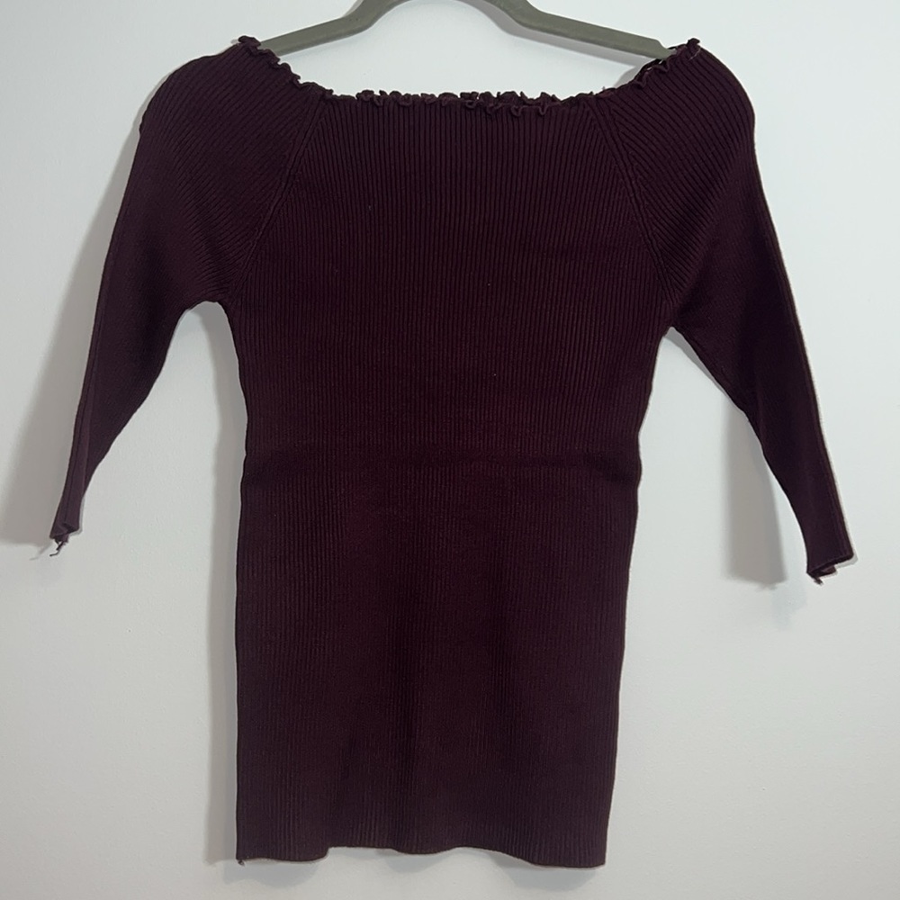 Jon & Anna maroon ribbed shirt